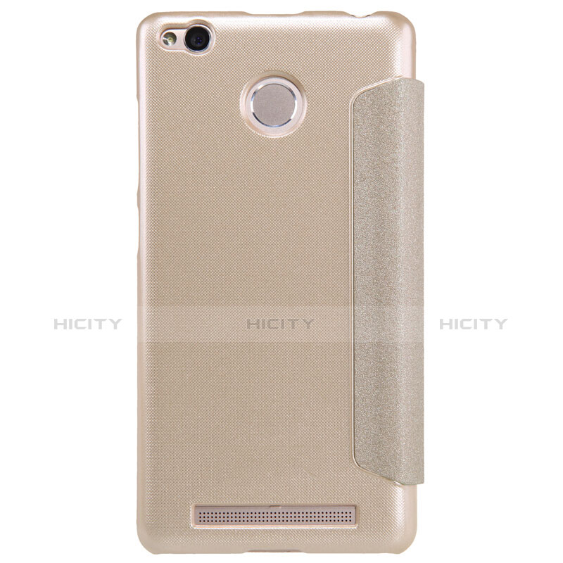 Cover Portafoglio In Pelle con Supporto per Xiaomi Redmi 3 Pro Oro