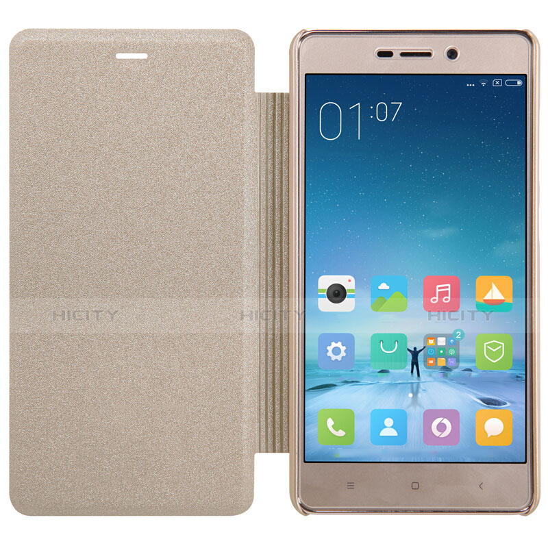 Cover Portafoglio In Pelle con Supporto per Xiaomi Redmi 3S Oro