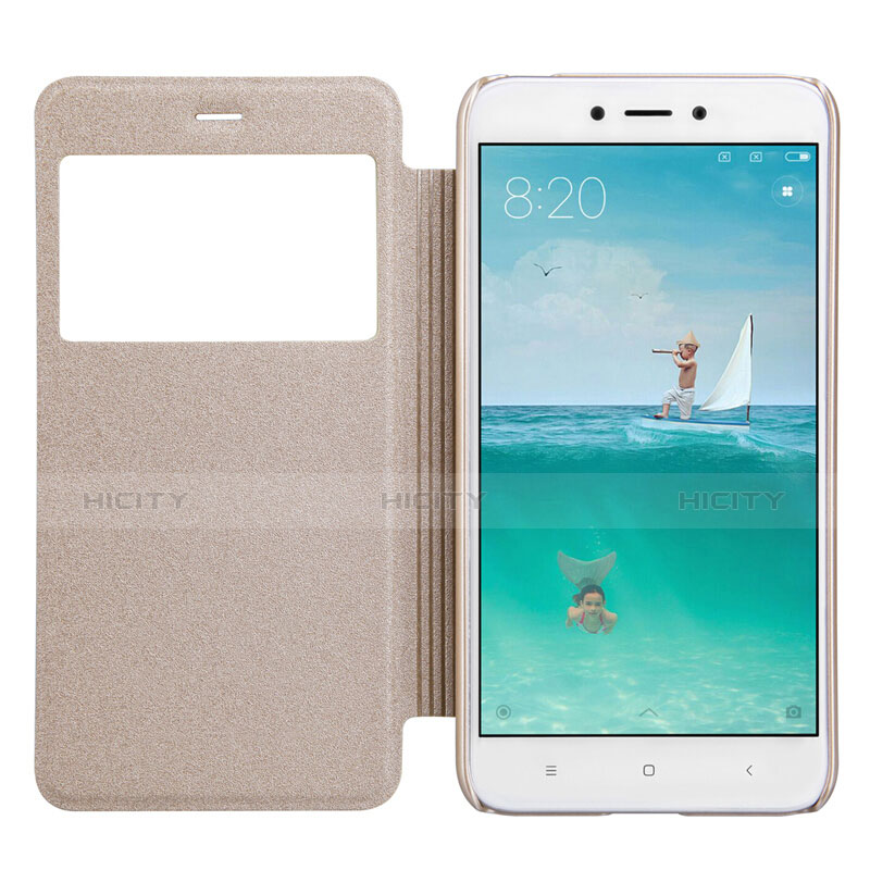 Cover Portafoglio In Pelle con Supporto per Xiaomi Redmi 4X Oro