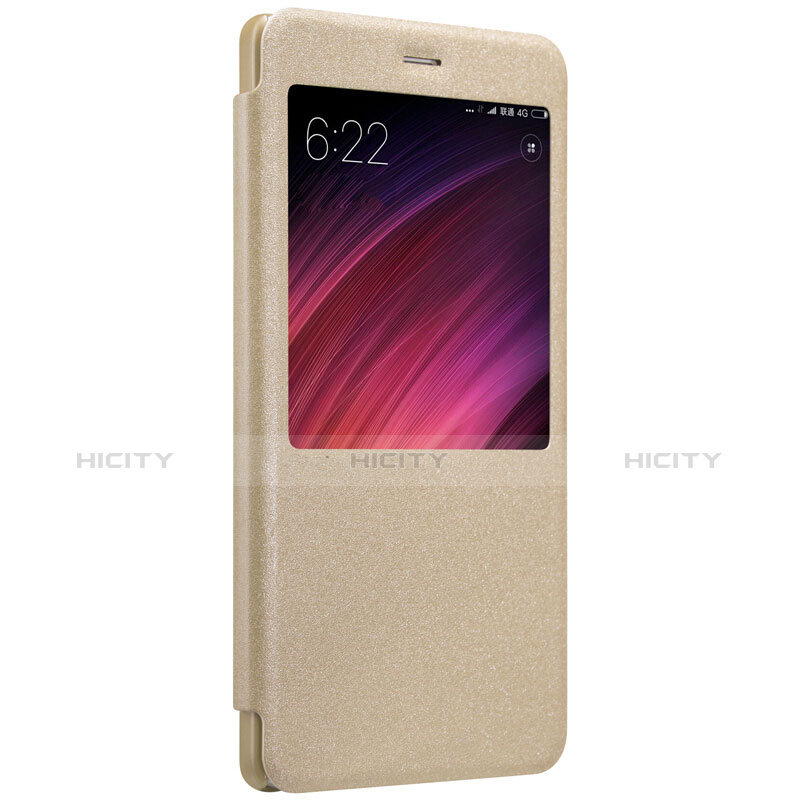 Cover Portafoglio In Pelle con Supporto per Xiaomi Redmi Note 4X Oro