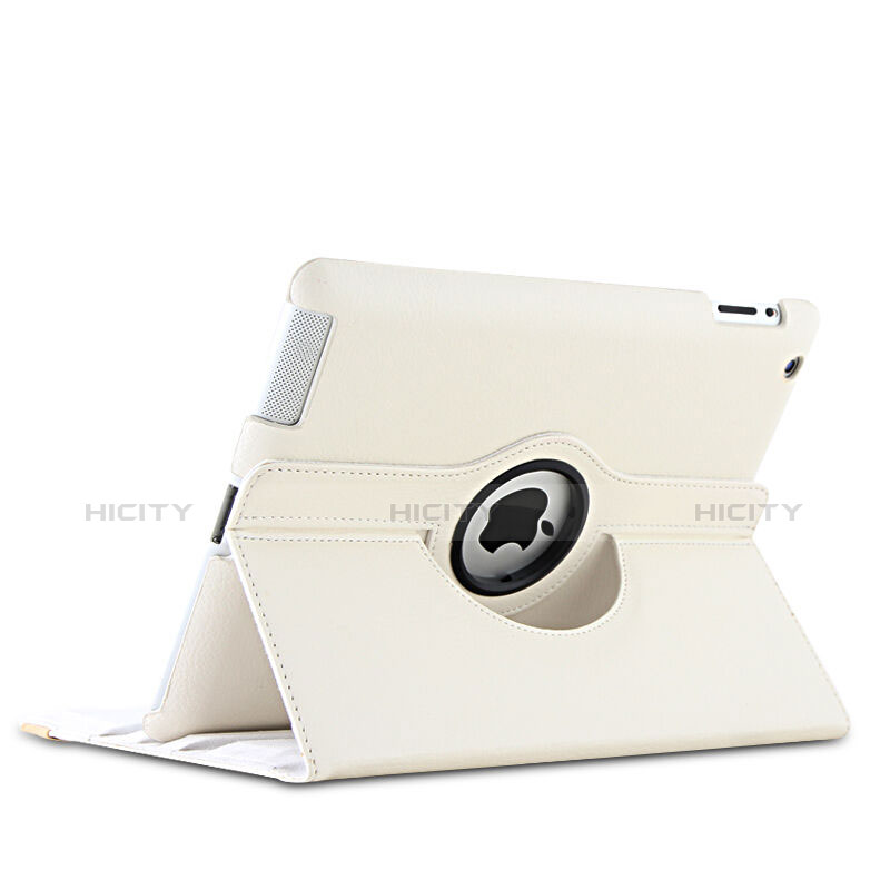 Cover Portafoglio In Pelle con Supporto Rotazione per Apple iPad 2 Bianco