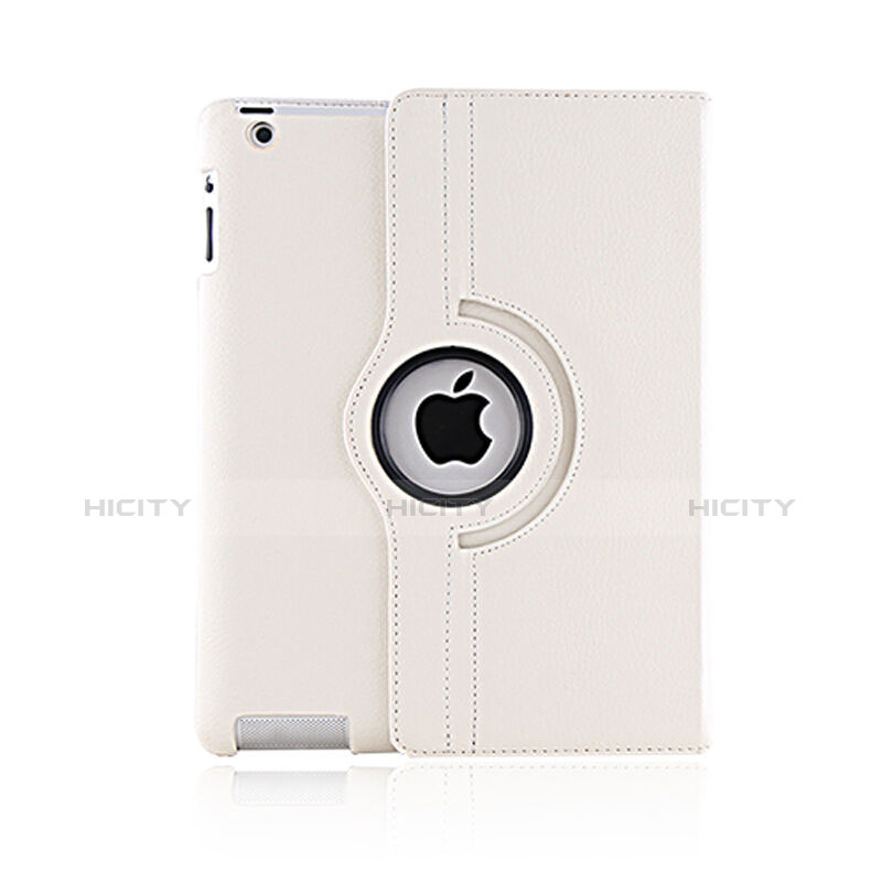 Cover Portafoglio In Pelle con Supporto Rotazione per Apple iPad 2 Bianco