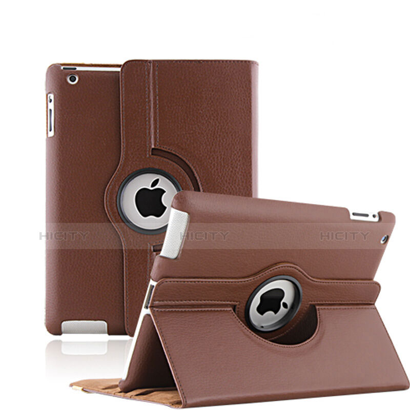 Cover Portafoglio In Pelle con Supporto Rotazione per Apple iPad 2 Marrone