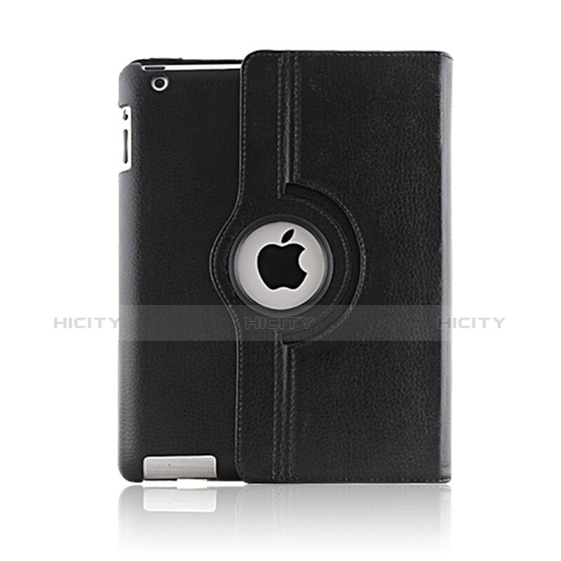 Cover Portafoglio In Pelle con Supporto Rotazione per Apple iPad 2 Nero