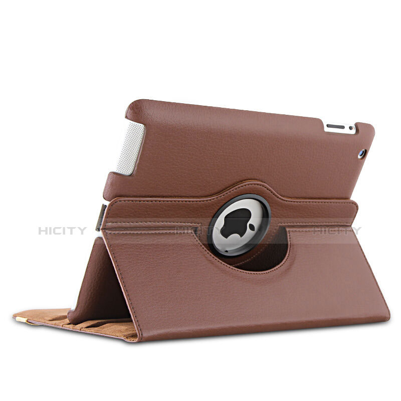 Cover Portafoglio In Pelle con Supporto Rotazione per Apple iPad 3 Marrone