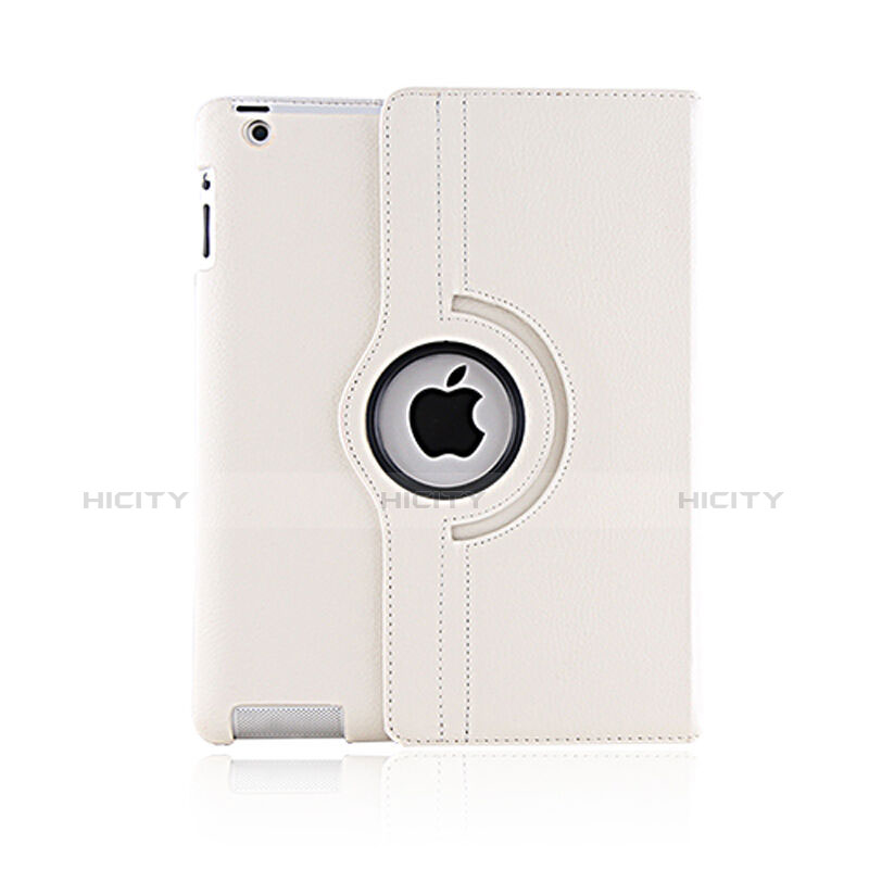 Cover Portafoglio In Pelle con Supporto Rotazione per Apple iPad 4 Bianco