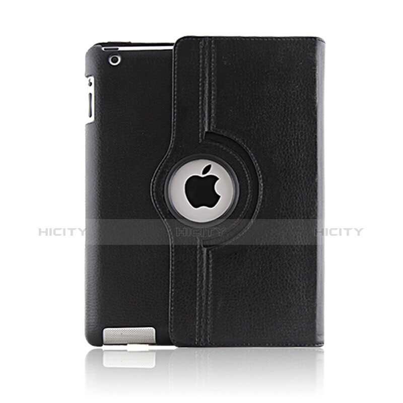 Cover Portafoglio In Pelle con Supporto Rotazione per Apple iPad 4 Nero