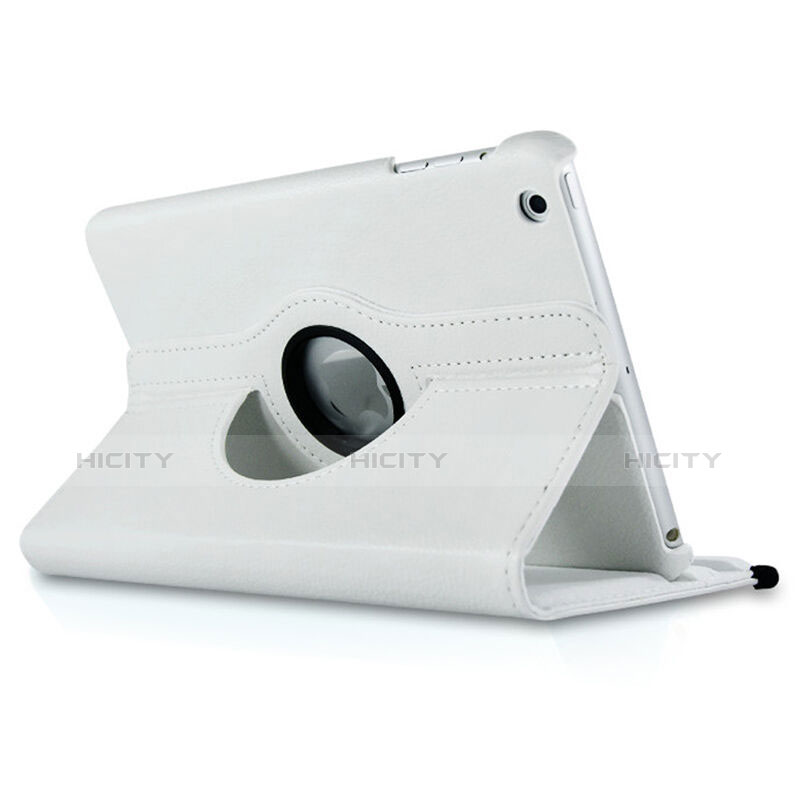 Cover Portafoglio In Pelle con Supporto Rotazione per Apple iPad Mini 3 Bianco