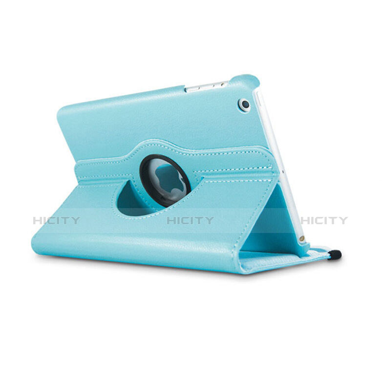 Cover Portafoglio In Pelle con Supporto Rotazione per Apple iPad Mini 3 Cielo Blu
