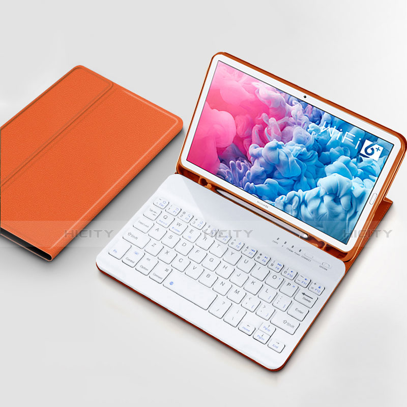 Cover Portafoglio In Pelle con Tastiera per Huawei MatePad 10.8 Arancione