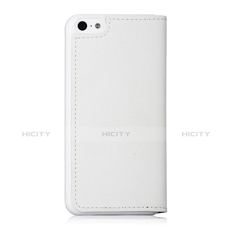 Cover Portafoglio In Pelle per Apple iPhone 5C Bianco