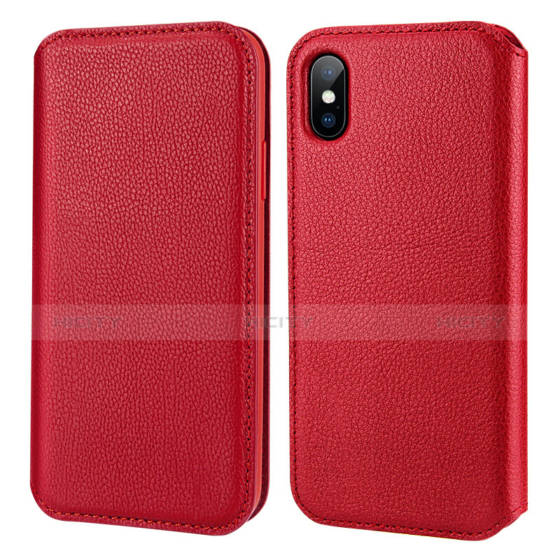 Cover Portafoglio In Pelle per Apple iPhone X Rosso