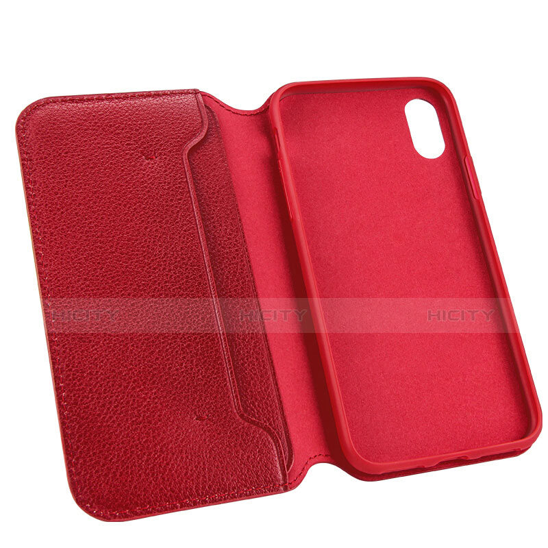 Cover Portafoglio In Pelle per Apple iPhone X Rosso