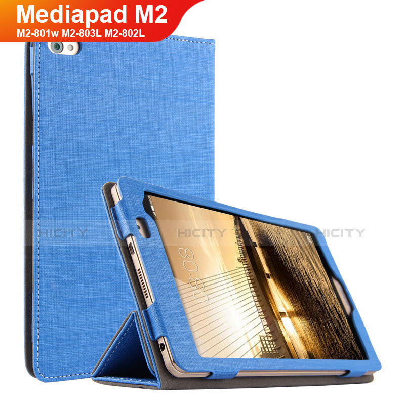 Cover Portafoglio In stoffa con Supporto per Huawei Mediapad M2 8 M2-801w M2-803L M2-802L Blu