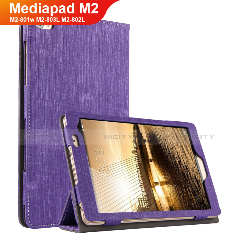 Cover Portafoglio In stoffa con Supporto per Huawei Mediapad M2 8 M2-801w M2-803L M2-802L Viola