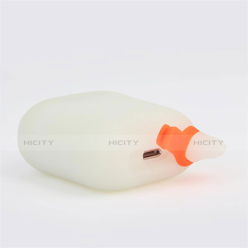 Cover Protettive Skin in Silicone con Moschettone per AirPods Custodia di Ricarica Fluorescenza A01 Bianco
