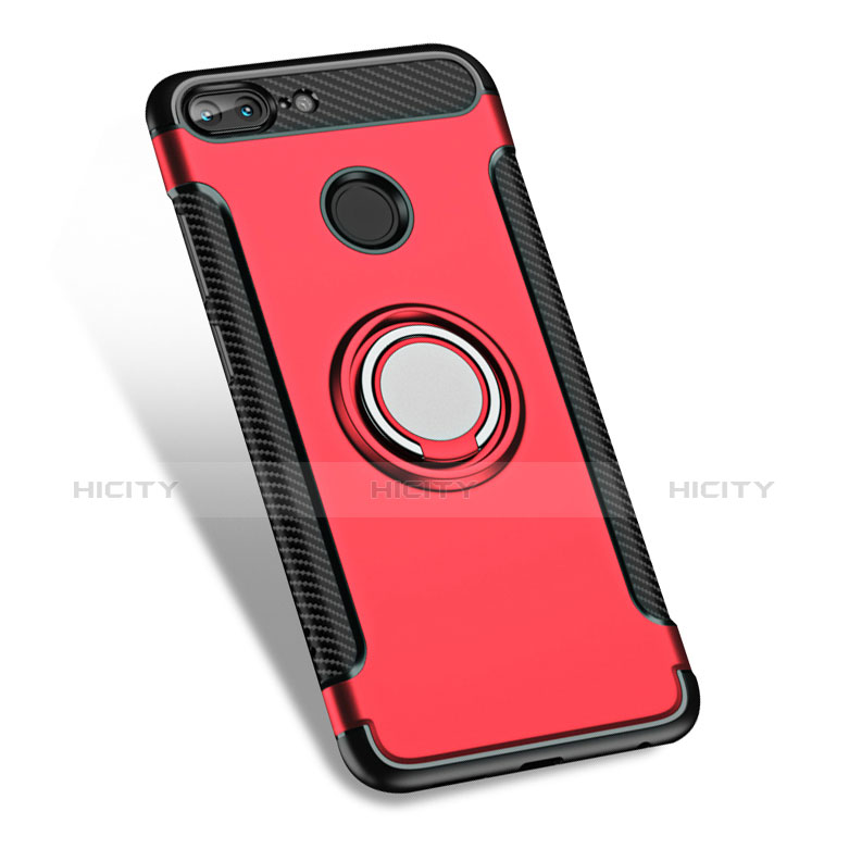 Cover Silicone e Plastica Opaca con Anello Supporto per Huawei Honor 9 Lite Rosso