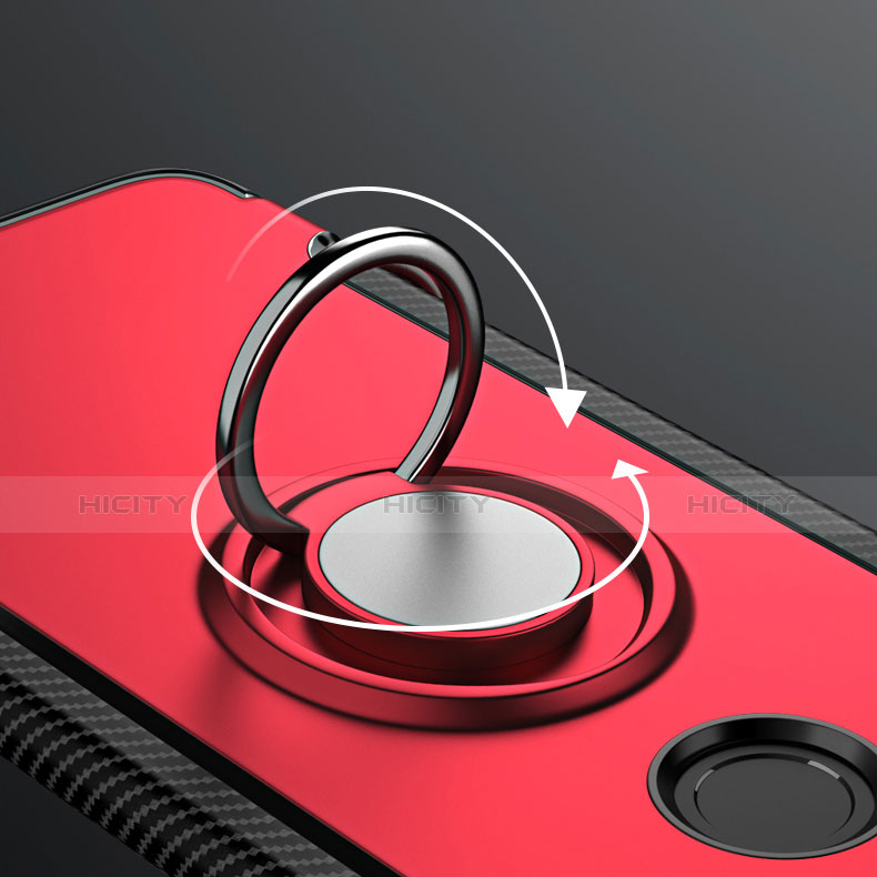 Cover Silicone e Plastica Opaca con Anello Supporto per Huawei Honor 9 Lite Rosso