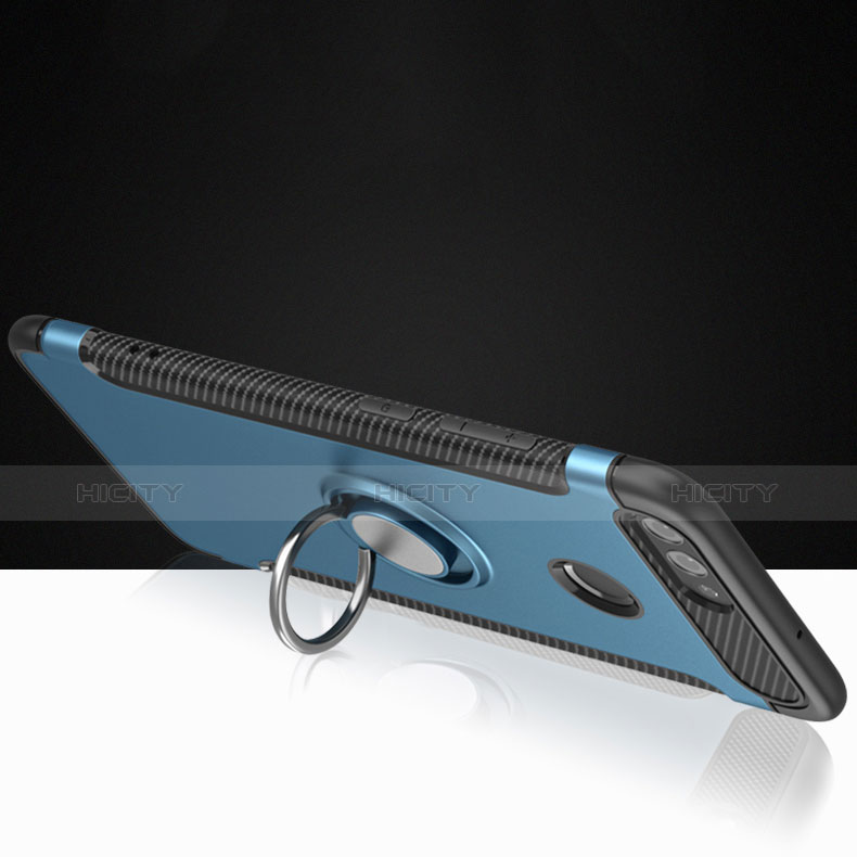 Cover Silicone e Plastica Opaca con Anello Supporto per Huawei Nova 2 Blu