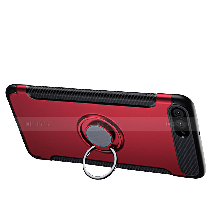 Cover Silicone e Plastica Opaca con Anello Supporto per Huawei Nova 2S Rosso