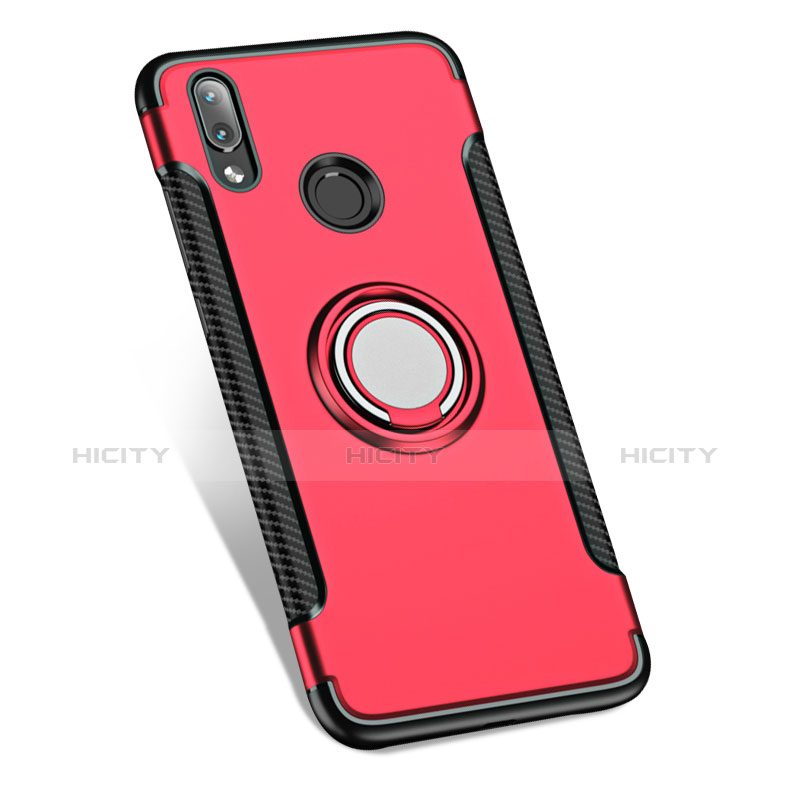 Cover Silicone e Plastica Opaca con Anello Supporto per Huawei Nova 3e Rosso