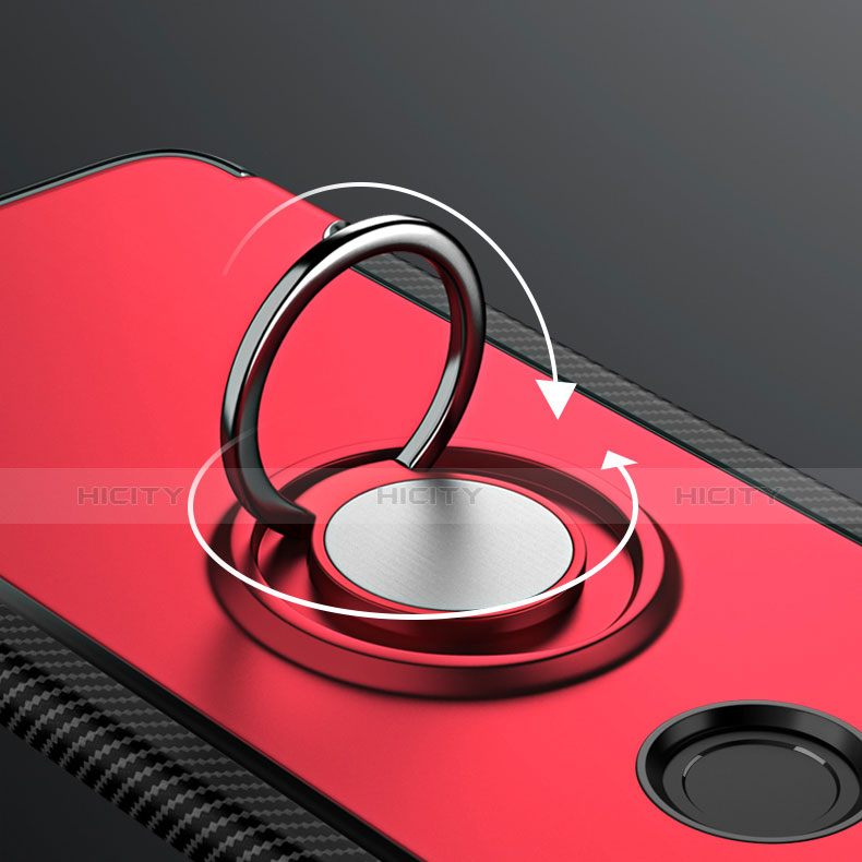 Cover Silicone e Plastica Opaca con Anello Supporto per Huawei Nova 3e Rosso