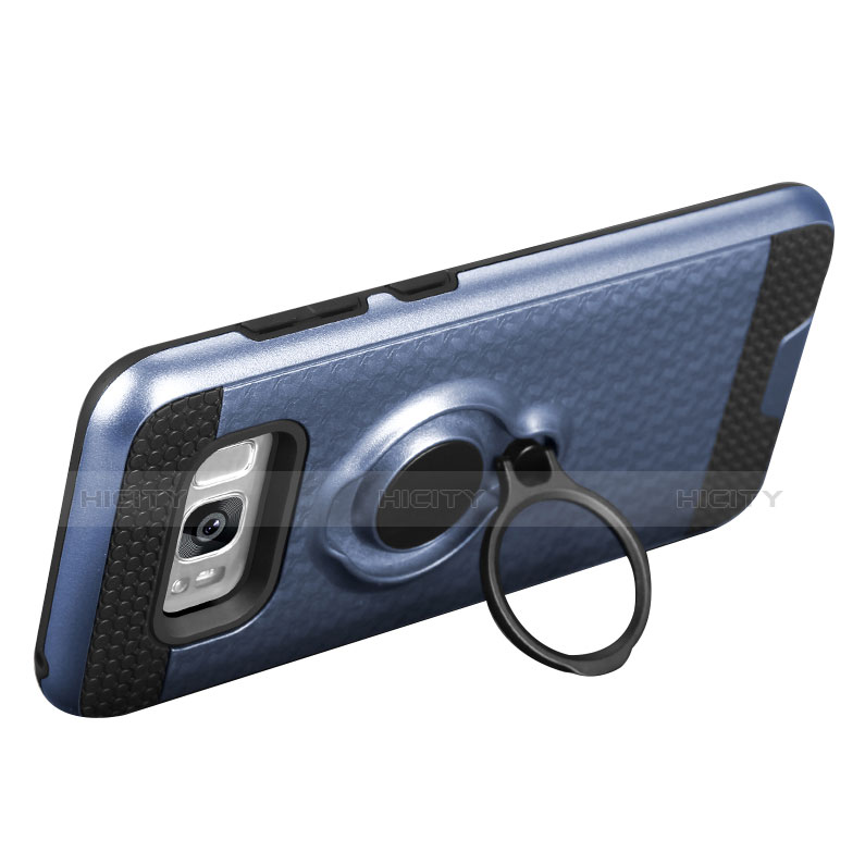 Cover Silicone e Plastica Opaca con Anello Supporto per Samsung Galaxy S8 Blu