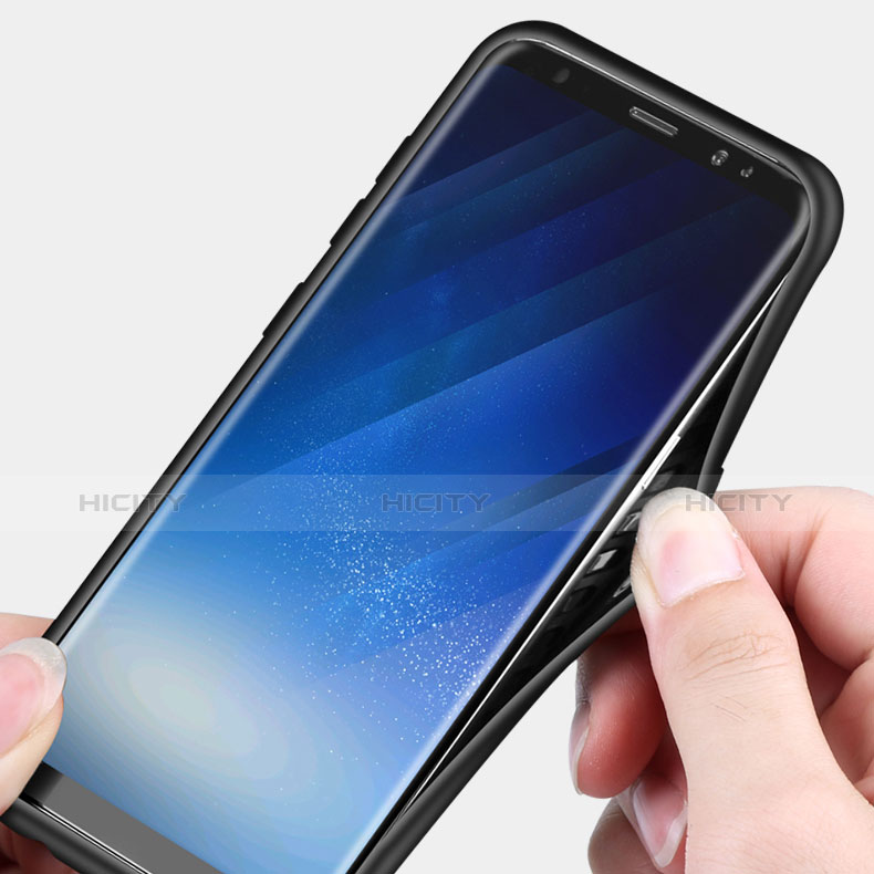 Cover Silicone e Plastica Opaca con Anello Supporto per Samsung Galaxy S8 Blu
