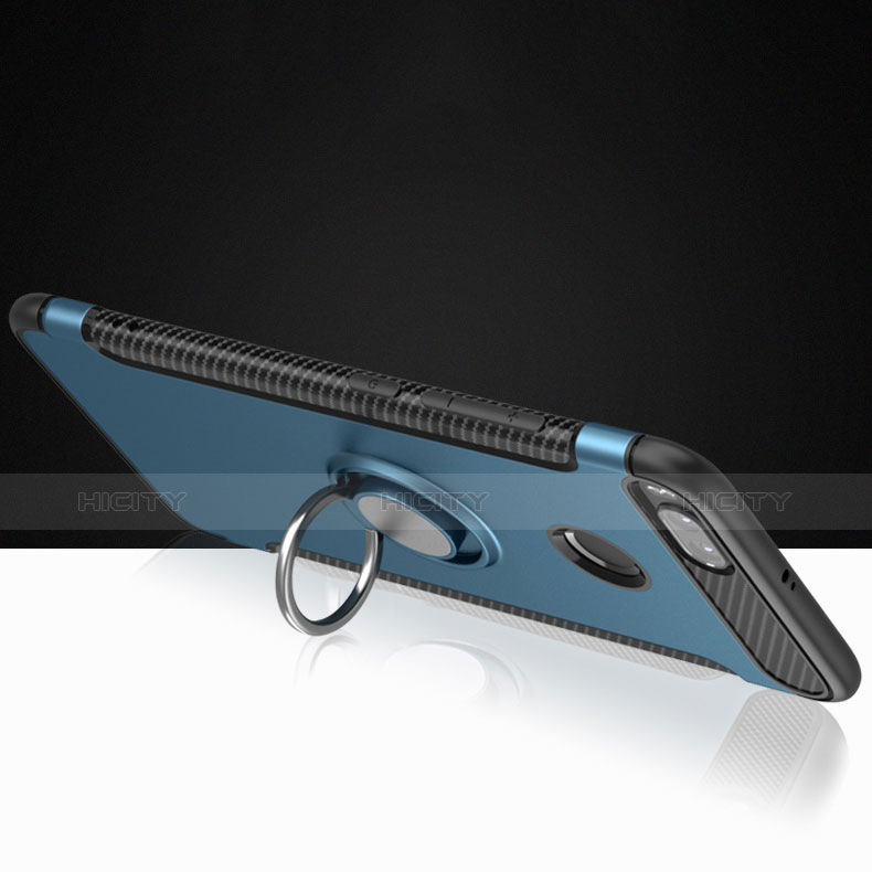 Cover Silicone e Plastica Opaca con Anello Supporto per Xiaomi Mi A1 Blu