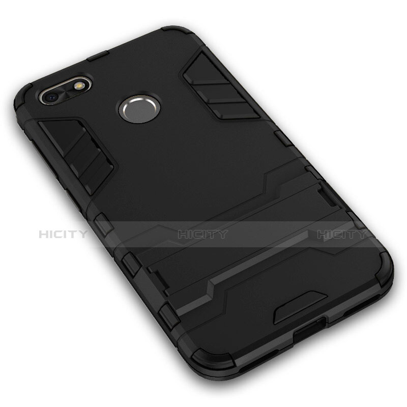 Cover Silicone e Plastica Opaca con Supporto per Huawei Enjoy 7 Nero