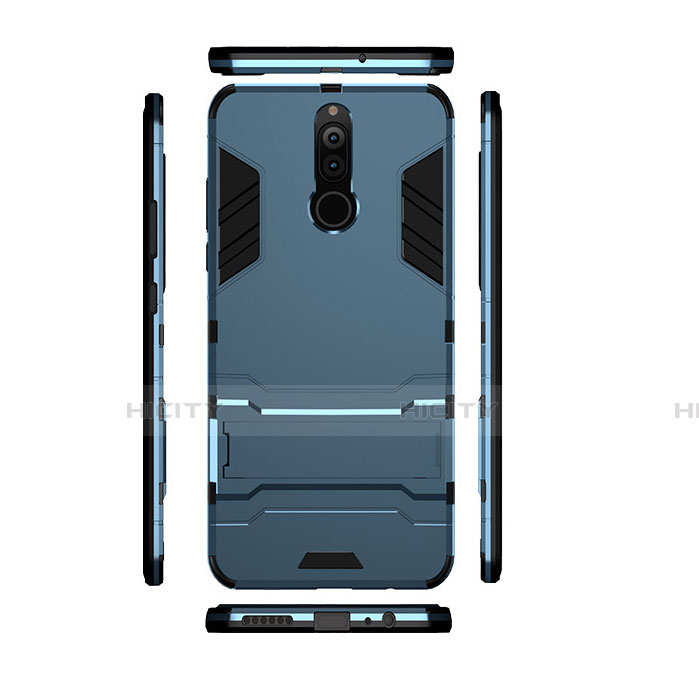 Cover Silicone e Plastica Opaca con Supporto per Huawei G10 Blu