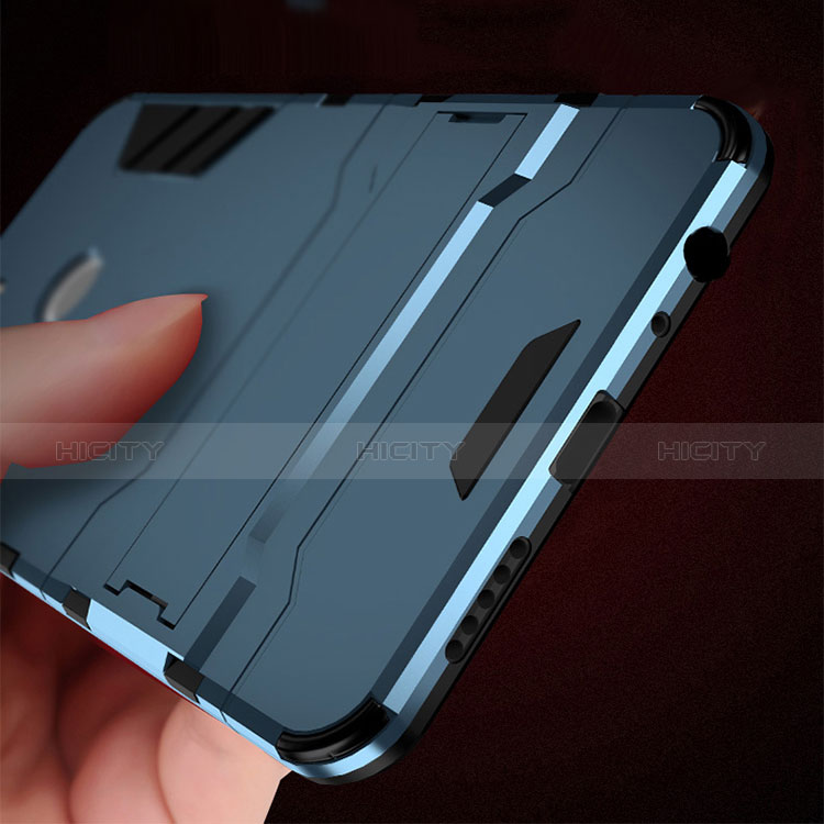 Cover Silicone e Plastica Opaca con Supporto per Huawei Honor 9 Lite Blu