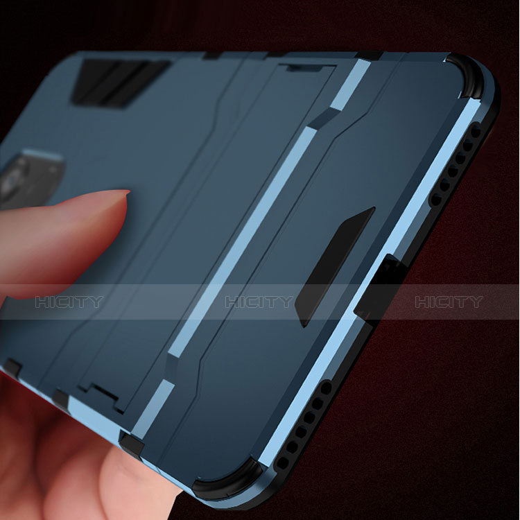 Cover Silicone e Plastica Opaca con Supporto per Huawei Honor V9 Play Blu