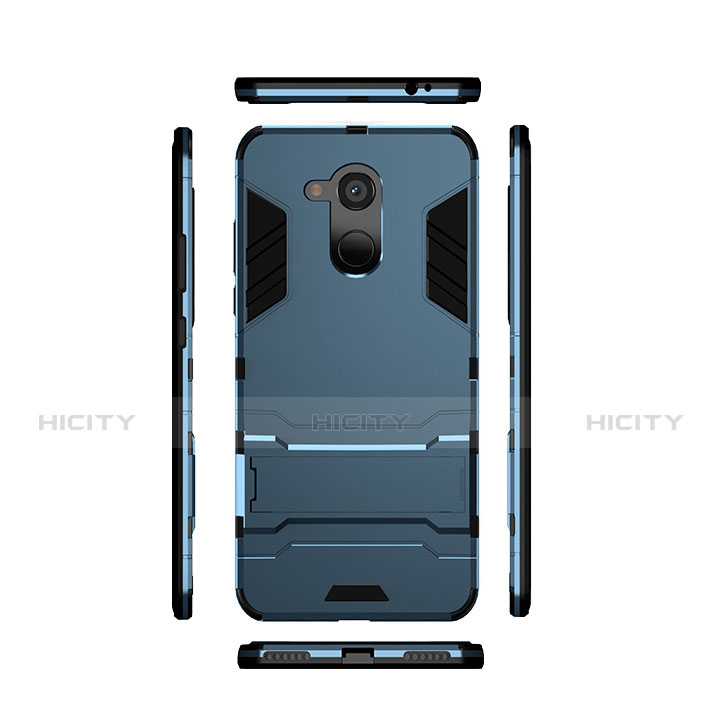 Cover Silicone e Plastica Opaca con Supporto per Huawei Honor V9 Play Blu