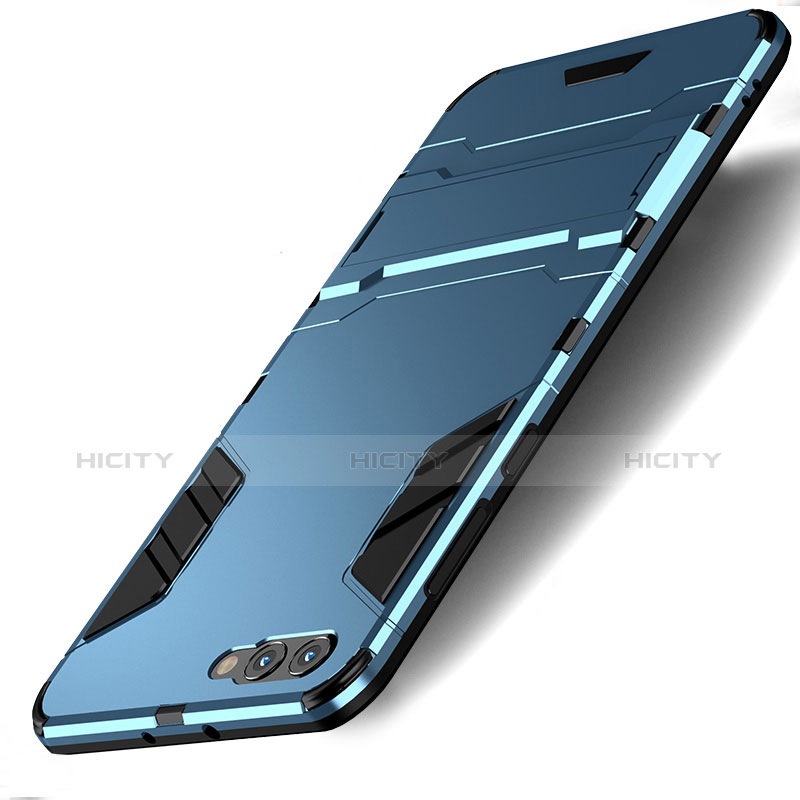 Cover Silicone e Plastica Opaca con Supporto per Huawei Honor View 10 Blu