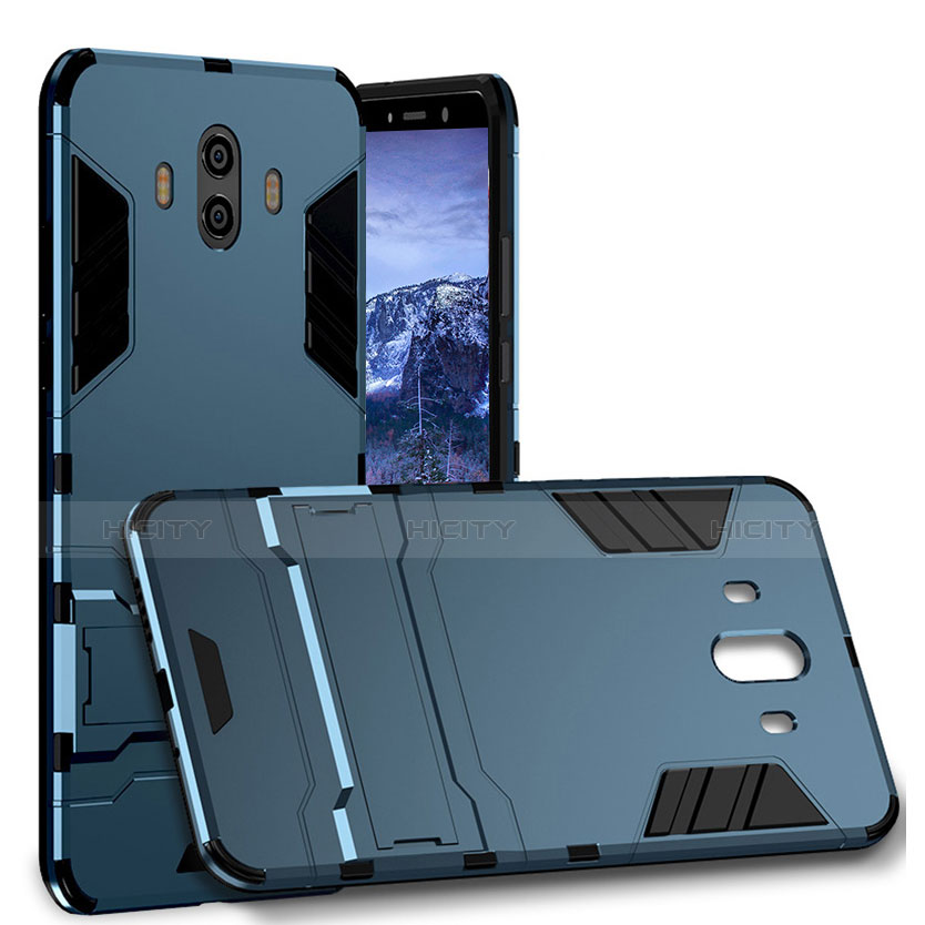 Cover Silicone e Plastica Opaca con Supporto per Huawei Mate 10 Blu