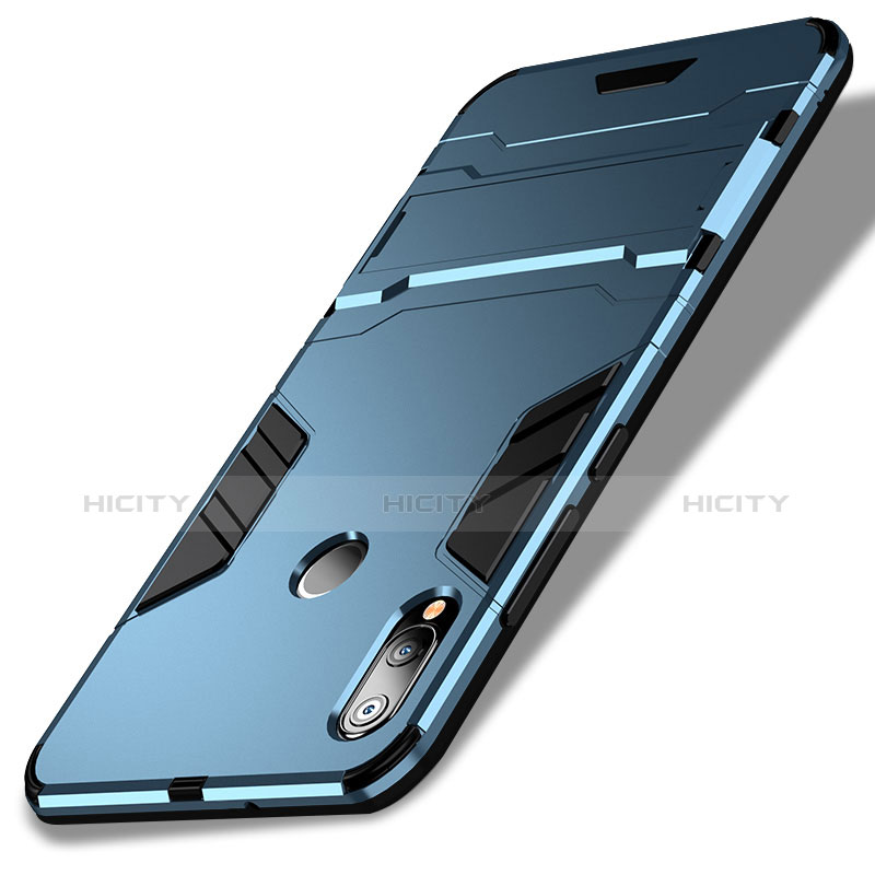Cover Silicone e Plastica Opaca con Supporto per Huawei Nova 3e Blu