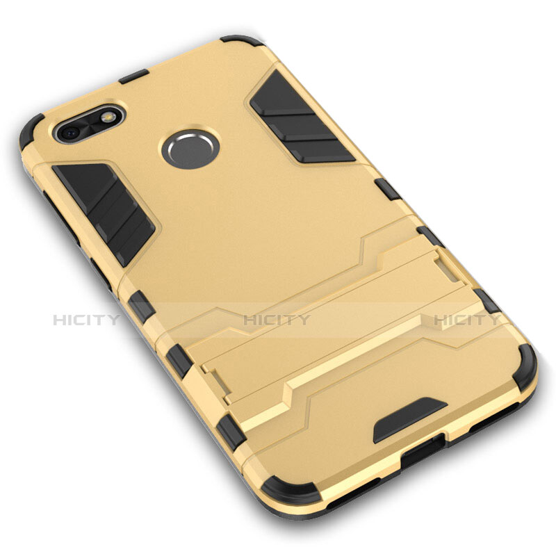Cover Silicone e Plastica Opaca con Supporto per Huawei P9 Lite Mini Oro
