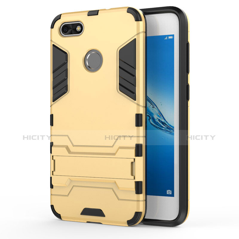 Cover Silicone e Plastica Opaca con Supporto per Huawei Y6 Pro (2017) Oro