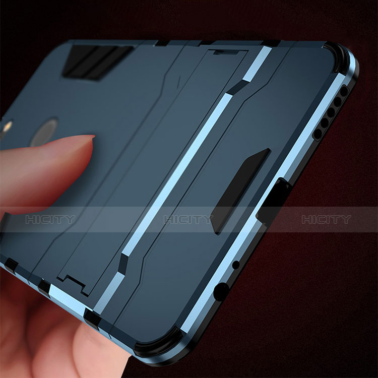Cover Silicone e Plastica Opaca con Supporto per OnePlus 5T A5010 Blu