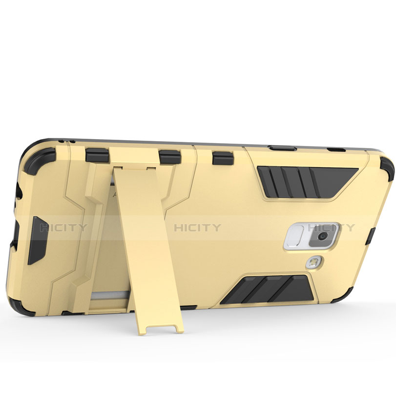 Cover Silicone e Plastica Opaca con Supporto per Samsung Galaxy A5 (2018) A530F Oro