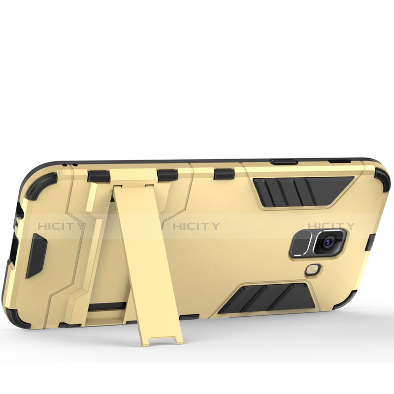 Cover Silicone e Plastica Opaca con Supporto per Samsung Galaxy A6 (2018) Oro