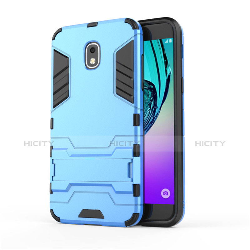 Cover Silicone e Plastica Opaca con Supporto per Samsung Galaxy Amp Prime 3 Blu