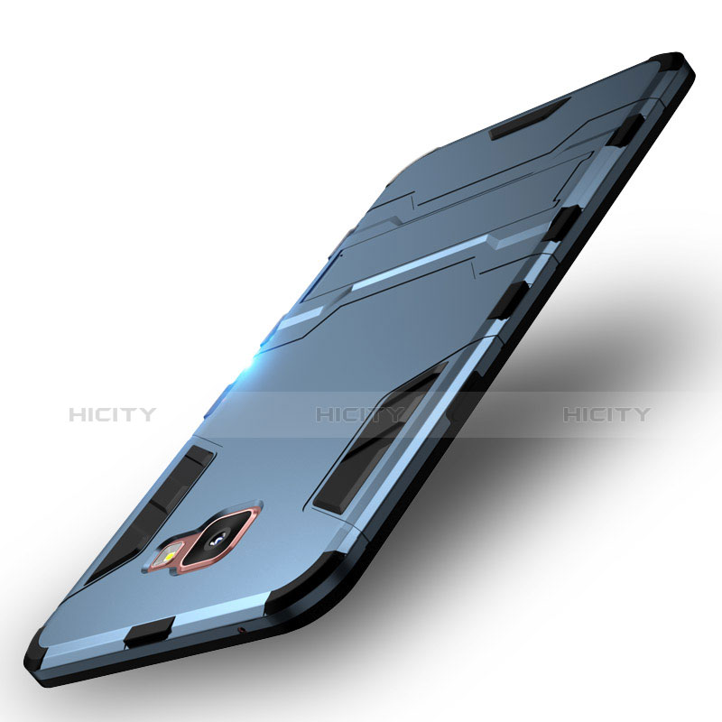 Cover Silicone e Plastica Opaca con Supporto per Samsung Galaxy C7 SM-C7000 Blu