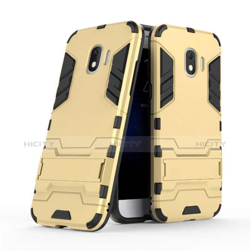 Cover Silicone e Plastica Opaca con Supporto per Samsung Galaxy Grand Prime Pro (2018) Oro