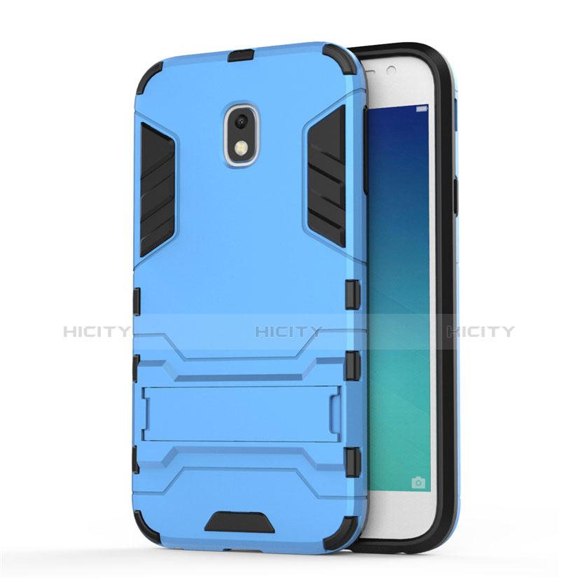 Cover Silicone e Plastica Opaca con Supporto per Samsung Galaxy J3 (2017) J330F DS Blu