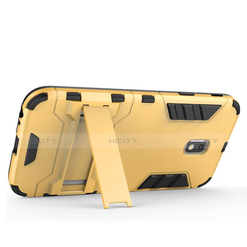 Cover Silicone e Plastica Opaca con Supporto per Samsung Galaxy J3 (2018) SM-J377A Oro