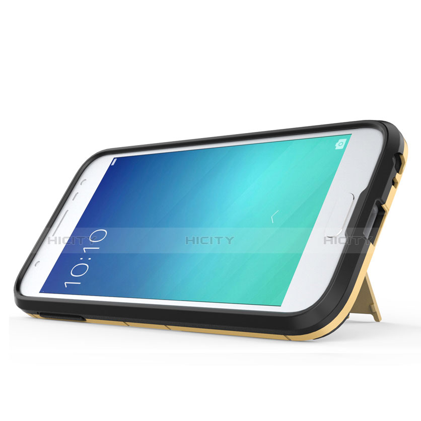 Cover Silicone e Plastica Opaca con Supporto per Samsung Galaxy J3 (2018) SM-J377A Oro