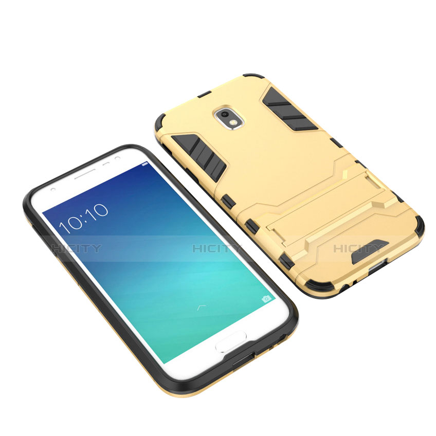 Cover Silicone e Plastica Opaca con Supporto per Samsung Galaxy J3 (2018) SM-J377A Oro
