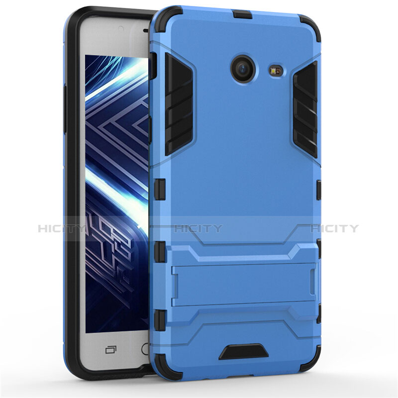 Cover Silicone e Plastica Opaca con Supporto per Samsung Galaxy J5 (2017) Version Americaine Blu